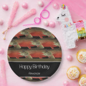 モノグラムモダンフィッシュサーモンデザイン白黒赤 ペーパープレート (パーティー)