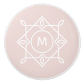 モノグラムモダンフェミニンフレームパステル赤面ピンク セラミックノブ (正面)