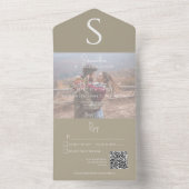 モノグラムモダンフォトカーキタンQRコード オールインワン招待状 (内側)