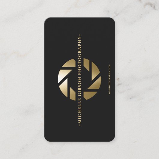 モノグラムモダンフォトグラファー黒金ゴールドレンズ 名刺 (正面)