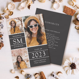 モノグラムモダンフォトコラージュソフトブラック 案内状