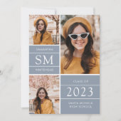 モノグラムモダンフォトコラージュダスティブルー 案内状 (正面)