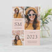 モノグラムモダンフォトコラージュ赤面卒業 案内状 (スタンド正面)