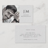 モノグラムモダンフォトミニマルなリネン効果 名刺 (正面/裏面)