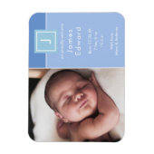 モノグラムモダンフォト男の赤ちゃん誕生のお知らせ マグネット (縦)
