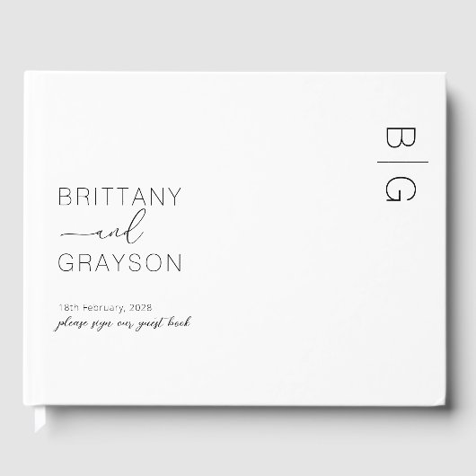 モノグラムモダンフォト結婚のゲストブック ゲストブック (正面)