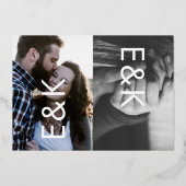 モノグラムモダンフォトTWOありがとう金ゴールド 箔招待状 (裏面)