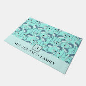 モノグラムモダンフラミンゴ模様 ドアマット (アングル)