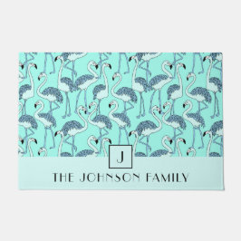 モノグラムモダンフラミンゴ模様 ドアマット