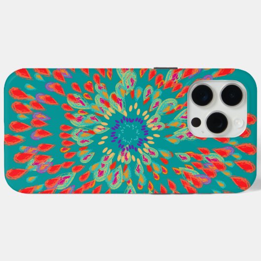 モノグラムモダンフラワーティール（緑がかった色）iPhoneケース Case-Mate iPhoneケース (裏面 (横))