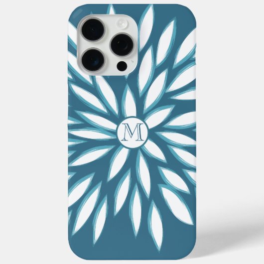 モノグラムモダンフラワーティール(緑がかった色)iPhoneケース Case-Mate iPhoneケース (裏面)