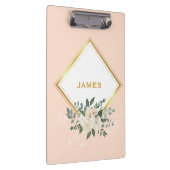 モノグラムモダンフローラパーソナライズされた金ゴールドクリップボード クリップボード (右)