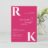 モノグラムモダンブライトはっきりしたピンク写真 招待状 (スタンド正面)