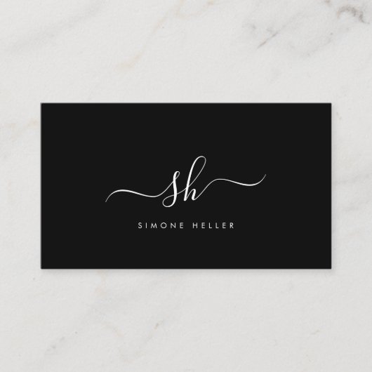 モノグラムモダンブラシスクリプトシンプルのカッコいい 名刺 (正面)