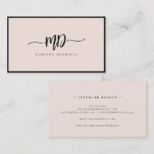 モノグラムモダンブラシスクリプトブラック赤面スタイリッシュ 名刺 (正面/裏面)