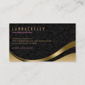 モノグラムモダンブラックおよび金ゴールドダイナミックライン 名刺 (裏面)