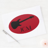 モノグラムモダンブラックエレキギター暗赤色 楕円形シール (封筒)
