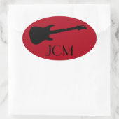 モノグラムモダンブラックエレキギター暗赤色 楕円形シール (バッグ)