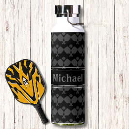 モノグラムモダンブラックグレーピックボールパターン ウォーターボトル