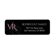 モノグラムモダンブラックピンクローズ差出人住所