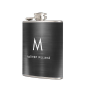 モノグラムモダンブラックフェイクブラッシュスチールメタル フラスク (左)