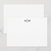 モノグラムモダンブラックフラットノートカード ノートカード (正面/裏面)