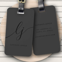 モノグラムモダンブラック書道スクリプエレガントト