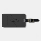 モノグラムモダンブラック書道スクリプエレガントト ラゲッジタグ (正面横)