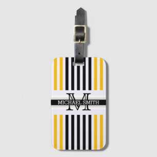 モノグラムモダンブラック琥珀ストライプパターン ラゲッジタグ