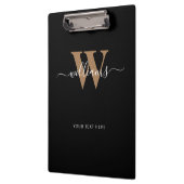 モノグラムモダンブラック金ゴールドスクリプトイニシャル名 クリップボード (左)