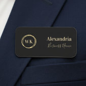 モノグラムモダンブラック金ゴールド従業員 名札