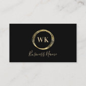 モノグラムモダンブラック金ゴールドQRコード 名刺 (裏面)