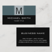 モノグラムモダンブラック&グレー背景 名刺 (正面/裏面)