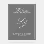 モノグラムモダンブラック&ホワイトのスクリプトへようこそ アクリルサイン (正面)