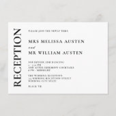 モノグラムモダンブラック&ホワイトウェディングレセプション エンクロージャーカード (正面)