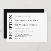 モノグラムモダンブラック&ホワイトウェディングレセプション エンクロージャーカード (正面/裏面)