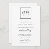モノグラムモダンブラック&ホワイト結婚式招待状 招待状 (正面/裏面)