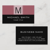モノグラムモダンブラック&深いソースの背景 名刺 (正面/裏面)
