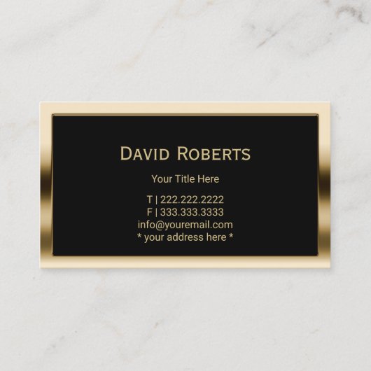 モノグラムモダンブラック&金ゴールドフレームプロフェッショナル 名刺 (裏面)