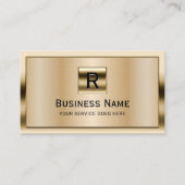 モノグラムモダンブラック&金ゴールドフレームプロフェッショナル 名刺 (正面)