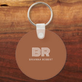 モノグラムモダンブランディングロゴスタイリッシュテラコッタ キーホルダー (正面)