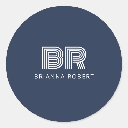 モノグラムモダンブランディングロゴスタイリッシュネイビーブルー ラウンドシール (正面)