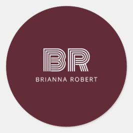 モノグラムモダンブランディングロゴスタイリッシュブルゴーニュ ラウンドシール