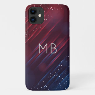 モノグラムモダンブルゴーニュ海軍ブルーパーソナライズされた iPhone 11 ケース