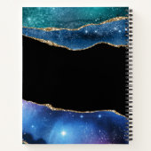 モノグラムモダンブルーグリーンゲートグリッターノート ノートブック (裏面)