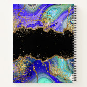 モノグラムモダンブルーグリーンゲートグリッターノート ノートブック (裏面)