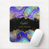 モノグラムモダンブルーグリーンゲートグリッターノート マウスパッド (マウス)