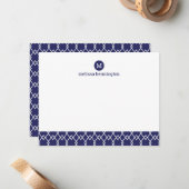 モノグラムモダンブルージオメトリックありがとう ノートカード (正面/裏面インサイチュ)