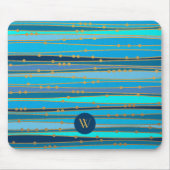 モノグラムモダンブルーストライプパターン マウスパッド (正面)