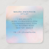 モノグラムモダンブルーピーチティール（緑がかった色）ホロエレガントシック スクエア名刺 (裏面)